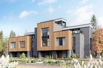 retrofitting exist building exterior,  real estate, landscape, site plan, facade