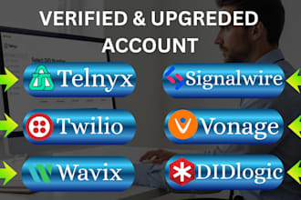 set up a  verified upgraded telnyx, twilio, signalwire and vonage bulk SMS