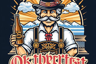 design high quality oktoberfest mascot logo with t shirt design
