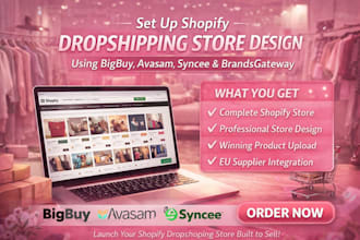 setup shopify dropshipping store design via bigbuy avasam syncee brandsgateway