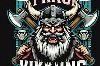 design high quality viking mascot logo with t shirt design
