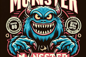 design high quality monster mascot logo with t shirt design