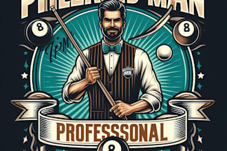 design high quality billiard mascot logo with t shirt design