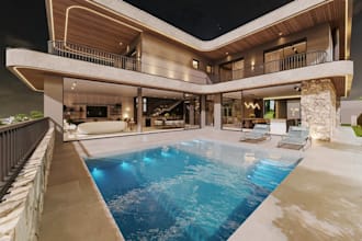 revitalize tropical villa home exterior,luxury hotel,cgi apartment design mockup
