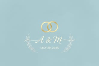 design an elegant and romantic wedding logo for your special day