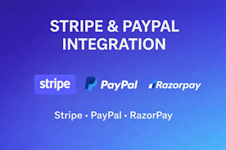 integrate stripe or paypal payment gateway in your backend