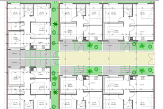 render 3d residential township,villas,parking lot landscape outdoor public space