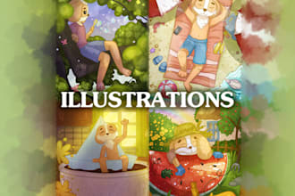 draw bright illustrations with animals for book