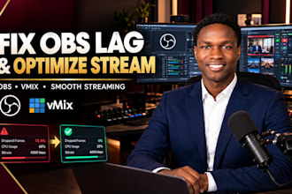 setup, optimize obs studio and vmix for smooth streaming,recording and fix lag