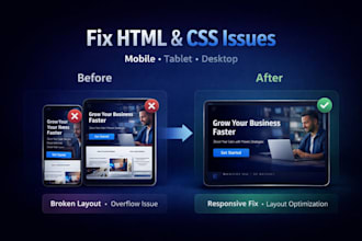 fix HTML CSS responsiveness and layout issues on desktop and mobile