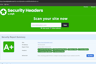 setup wordpress security headers for an a plus grade