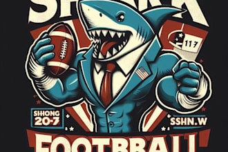 design high quality shark football mascot logo with t shirt design