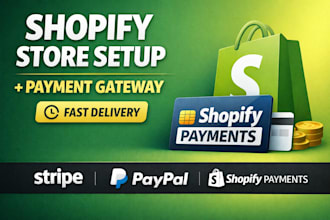 shopify store set up and payment gateway set up