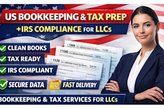do US bookkeeping, tax prep and irs compliance for llcs