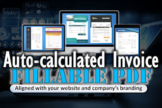 design auto calculated invoice with branding in fillable pdf