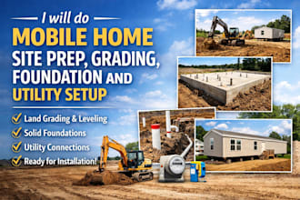 do mobile home site prep, grading, foundation and utility setup