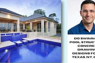 stamped swimming pool structural concrete drawings designs for texas, ny, ca, fl