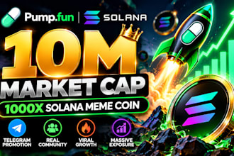 hit 10m mc for pump fun token, 1000x solana meme coin, crypto telegram promotion
