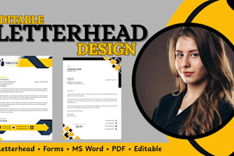 design a professional editable letterhead in word, PDF, or canva