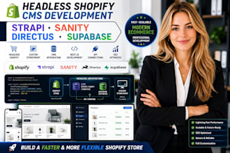 create and customize your headless shopify cms strapi sanity directus superbase