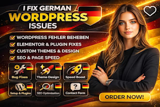 fix german website issues,  fix wordpress issues error, bugs, fix website issues