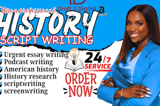 history writing podcast script writing american history ebook writer documentary