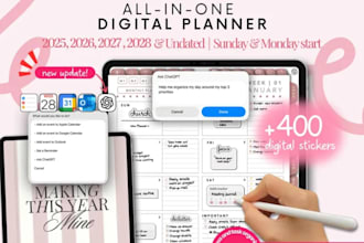 create automated etsy hyperlink planner, 2026 etsy digital planner, hyperlinked
