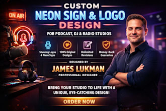 design custom neon sign and logo for podcast studios