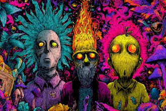 do amazing art retro horror, stoner, psychedelic