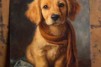 paint a real oil painting pet painting on canvas
