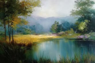 paint a real landscape oil painting on canvas