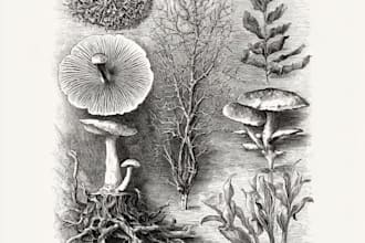 create ink drawings of plants and flowers
