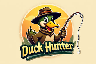 design outstanding duck hunter mascot logo