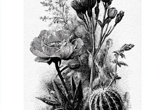 create ink drawings of plants and flowers