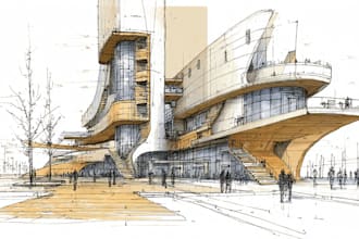 hand draw architecture and urban design sketches