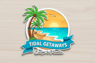 make colorful beach vacation logo