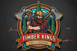 draw high quality modern lumberjacks colorful logo