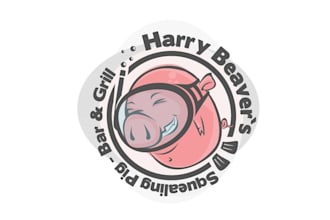 design premium logo for harry beaver and his squealing pig
