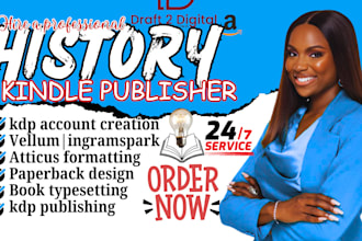 do expert amazon KDP publishing, book formatting layout design for history ebook