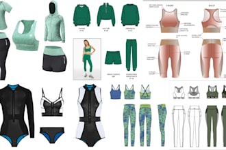 do custom activewear, sportswear, yoga, gym, fitness wear design and tech pack
