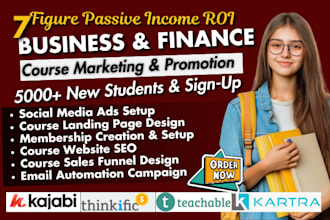 do business and finance video creation course curriculum thinkific sales page