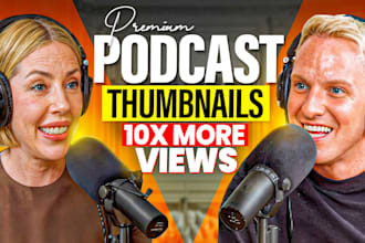 podcast thumbnail design for interview or talk show, clickbait youtube thumbnail