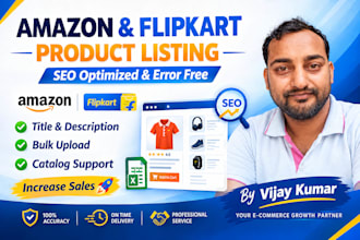 upload and optimize amazon or flipkart product listings