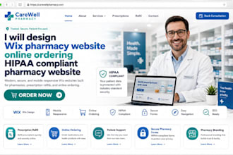 design wix pharmacy website online ordering hipaa compliant pharmacy website