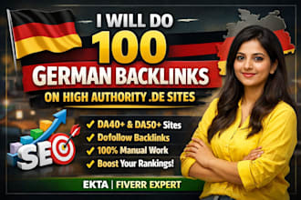 build 100 german backlinks on high authority de sites dofollow seo link building