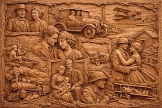 sculpt 2d to 3d relief engraving 3d cnc engraving 3d wood carving 3d model stl