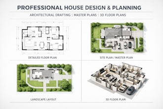 design house plan, master plan, landscape in 2d, 3d floor plan drafting autocad