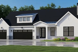 do 3d full exterior design, elevation design, home exterior and facade rendering
