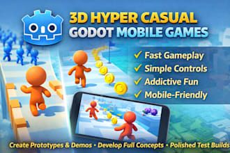 create a custom 3d hyper casual game using godot