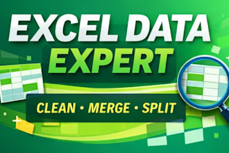 expert in cleaning, formatting, merging, and splitting excel datasets